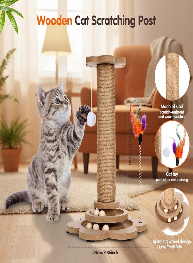 PullCrease 3 Pack Kitten Interactive Toys, Collapsible Pet Cat Tunnel Tube, Cat Scratching Post, 2-Layer Kitten Toys Roller Tracks with Spring with Feather Interactive Balls for Pet Rabbits - Image 2